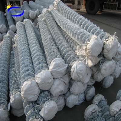 Zinc aluminum alloy chain link fence with posts and barbed wire